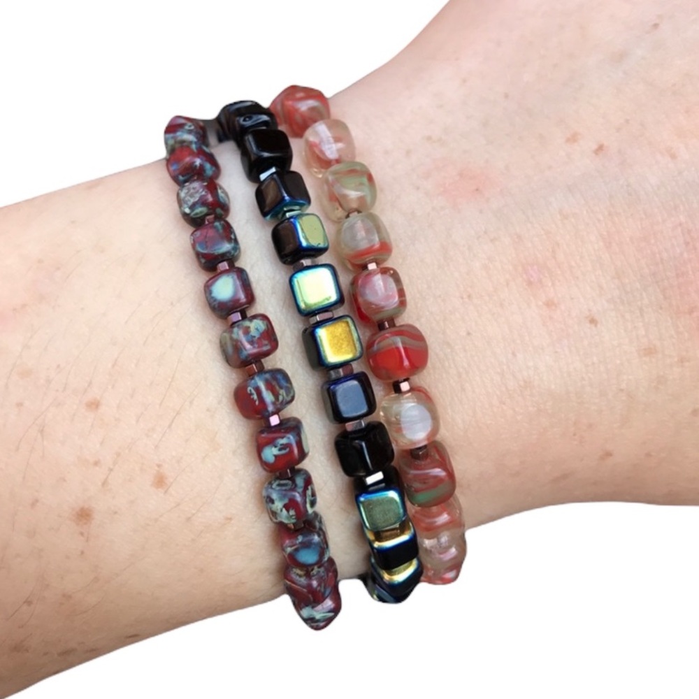 Boho Beaded stretch Bracelet set (3)